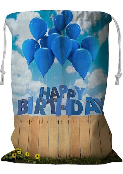 Happy Birthday Kordonlu Çamaşır Sepeti 45X60 cm (Yurt Dışından)