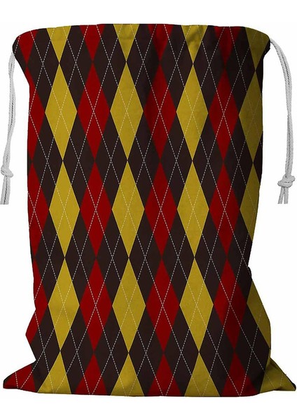 Kahverengi Kırmızı Sarı Argyle Ipli Çamaşır Sepeti 45X60 cm (Yurt Dışından)