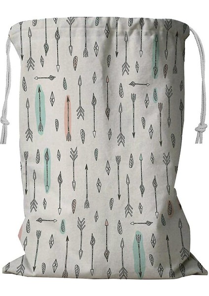 Doodle Pastel Renklerde Ipli Çamaşır Sepeti 45X60 cm (Yurt Dışından)