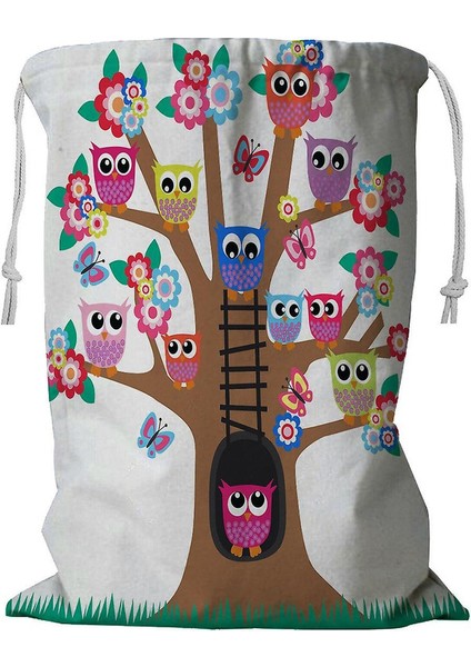 A Tree Full Of Owls Ipli Çamaşır Sepeti 45X60 cm (Yurt Dışından)
