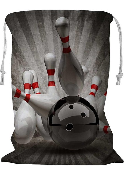 Bovling Topunun Lobutlara Çarpması Ipli Çamaşır Sepeti 45X60 cm (Yurt Dışından)