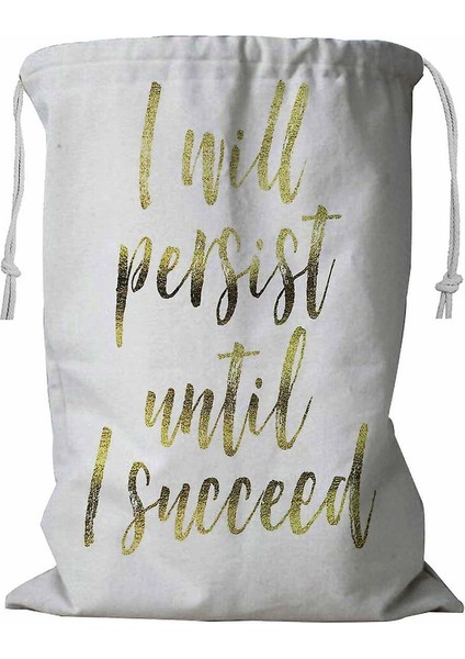 Başarana Kadar Israr Edeceğim Ipli Çamaşır Sepeti 45X60 cm (Yurt Dışından)