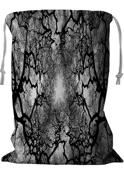 Siyah Beyaz Çizgi Sanatı Soyut Desen Ipli Çamaşır Sepeti 45X60 cm (Yurt Dışından)