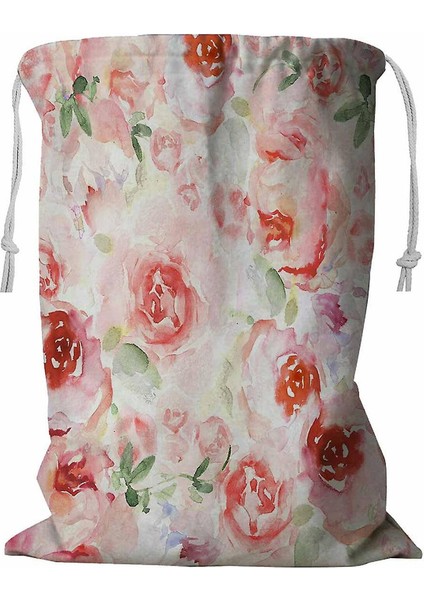 Suluboya Çiçekli Ipli Çamaşır Sepeti 45X60 cm (Yurt Dışından)