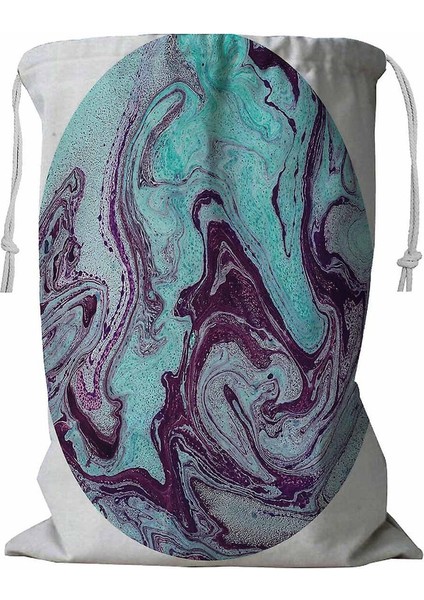 Akrilik Boyalı Dalgalar Ipli Çamaşır Sepeti 45X60 cm (Yurt Dışından)