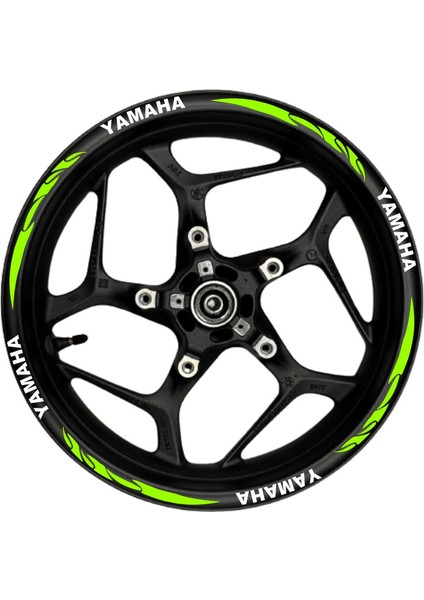 Ddlife Store Yamaha Beyaz Yazılı  Neon(Fıstık Yeşili) Pençe Şeritli