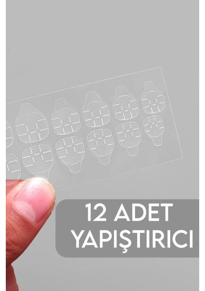 24'lü Parlak Beyaz-Kırmızı Kelebek Modelli Takma Tırnak T-84 E
