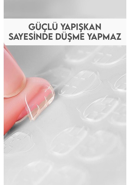 24'lü Parlak Beyaz-Kırmızı Kelebek Modelli Takma Tırnak T-84 E