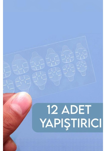 24'lü Parlak Mavi Desenli Takma Tırnak T-80 A