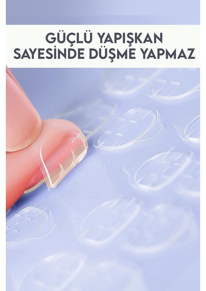 24'lü Parlak Mavi Desenli Takma Tırnak T-80 A