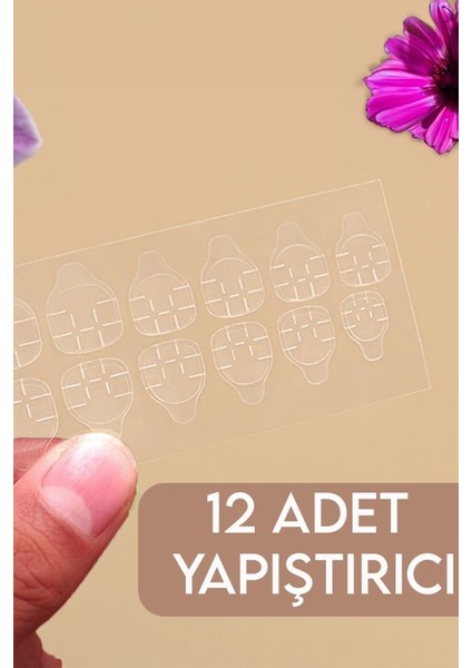 12'li Pembe ve Kahverengi Çizgili Takma Tırnak T90 A