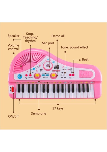 Çocuk Elektronik Piyano 37 Tuşlu Çok Fonksiyonlu Sınır Ötesi Sıcak Satış Müzik Aletleri Mikrofon Mikrofon Müzik Çocuklar Oyuncak Piyano (Yurt Dışından)