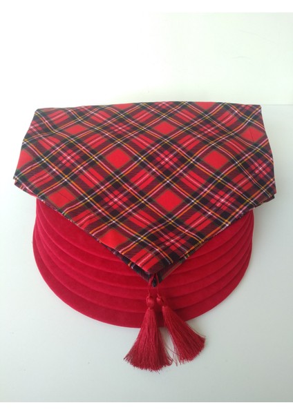 yılbaşım Amerikan servis takım 6 kırmızı supla bir ekose desenli kırmızı runner modelleri