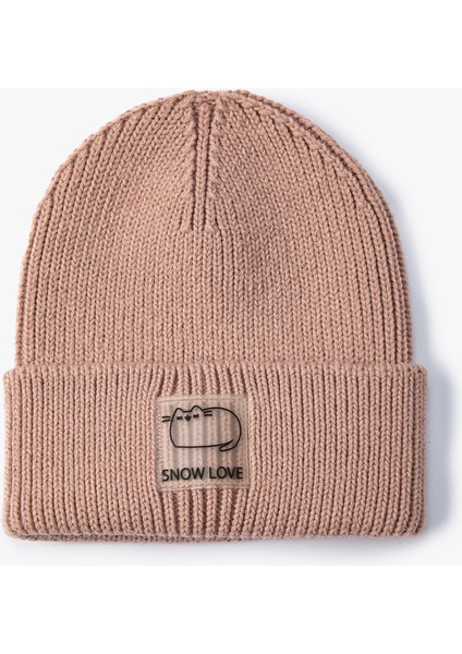 Bere Örgü Ribanalı Sloganlı Etiket Detaylı