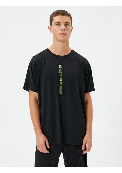 Spor Tişört Slogan Baskılı Bisiklet Yaka Kısa Kollu modelleri