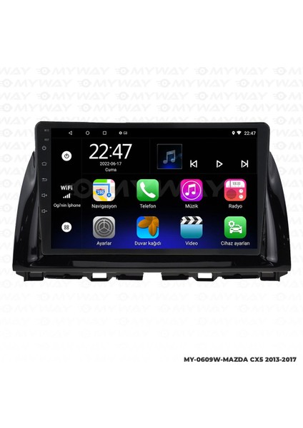 Mazda 6 Cx5 Android 12 Multimedya Carplay 2gb RAM+32GB HDD Navigasyon Ekran