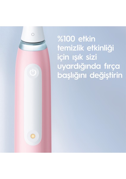 iO 3 Pembe Elektrikli Diş Fırçası, 1 Diş Fırçası Başlığı, Braun Tasarımı