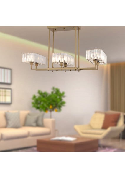 Brambles 6'lı Eskitme Kristalli Taşlı Modern Tasarım Kristal Salon Avize