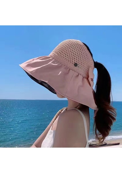 Siyah Tutkal Boş Üst Güneş Şapkası Bayanlar Kapak Yüz Büyük Kenarlı Şapka (Yurt Dışından) fiyatları