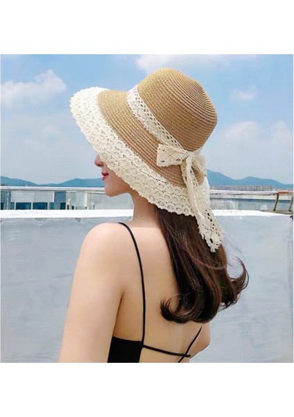 Dantel Şeritli Plaj Hasır Güneş Şapkası (Yurt Dışından) modelleri