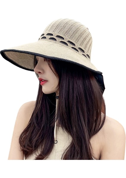 Kişiselleştirilmiş Hasır Şapka Yumuşak Hasır Geniş Kenarlı Güneş Şapkası (Yurt Dışından)
