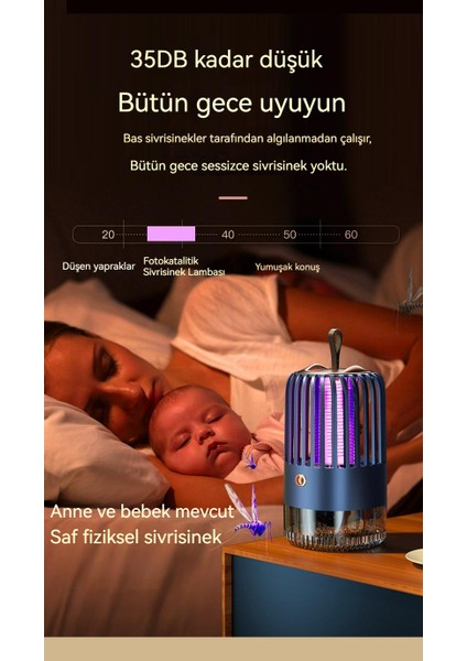 Birdcage Elektrik Çarpması Soluma USB Şarj Edilebilir Sivrisinek Öldürme Lambası Dilsiz Ev Açık Sivrisinek Yakalama Lambası (Yurt Dışından)