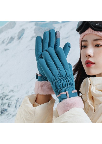 Polar Kalınlaşmış Motosiklet Eldivenleri Dokunmatik Ekran Bayanlar Kayak Eldivenleri (Yurt Dışından)