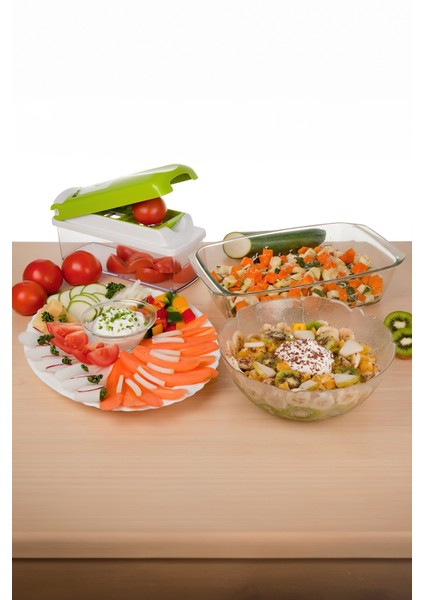 (Kırılabilir)Nicer Dicer Plus Doğrayıcı Rende Mutfak Robotu Çok Fonksiyonlu Meyve Sebze Dilimleyici 10 Parça indirimleri