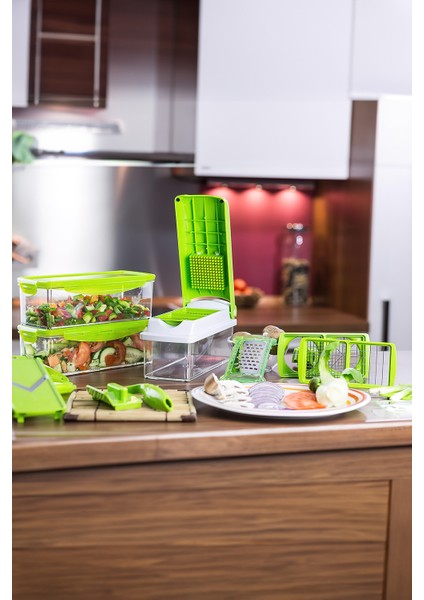 (Kırılabilir)Nicer Dicer Plus Doğrayıcı Rende Mutfak Robotu Çok Fonksiyonlu Meyve Sebze Dilimleyici 10 Parça