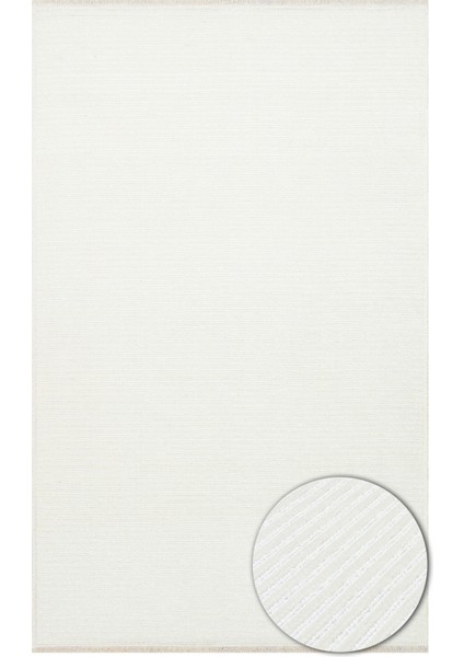 Ada Kilim Plaın Cream Yumuşak Dokulu Kolay Kullanımlı Yıkanabilir Kaymaz Kilim