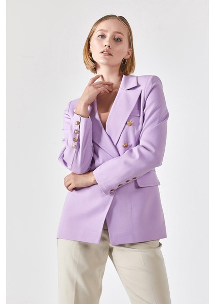 Blazer Astarlı Metal Üç Düğmeli Ceket Lila modelleri