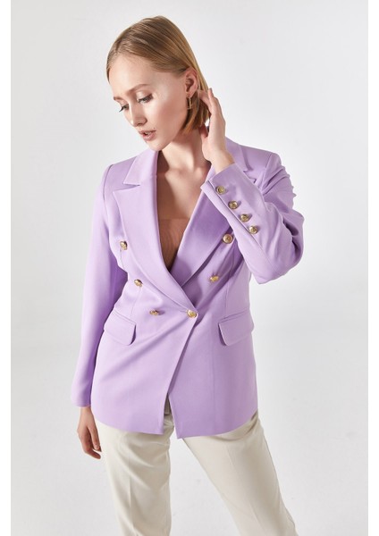 Blazer Astarlı Metal Üç Düğmeli Ceket Lila fırsatları