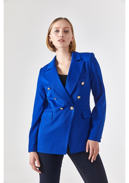Blazer Astarlı Metal Üç Düğmeli Ceket Saks fırsatları
