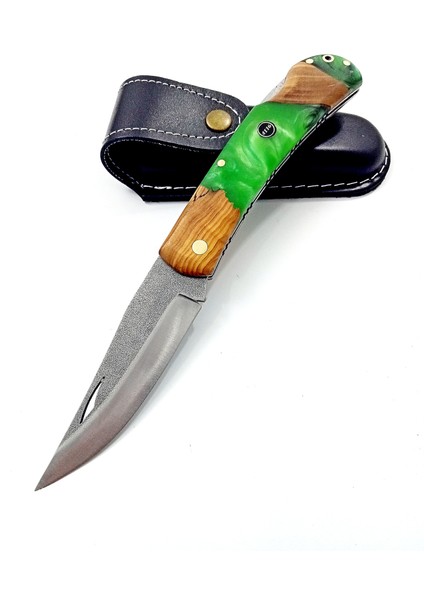 El Yapımı Kişiselleştirilebilir Epoksi Kabzeli Sırttan Kilitli Çakı