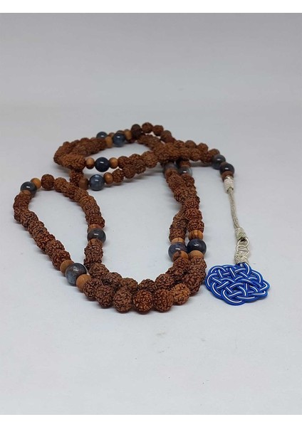 Rudraksha Tohumlu Kyanit Taşlı 108'LIK El Yapımı Bakır Kazazlı Mala Kolye fiyatları