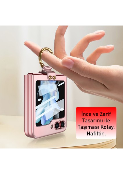 Galaxy Z Flip 5 Kılıf Yüzüklü Mat Leke Yapmaz Katlanabilir Tasarım Kamera Korumalı Slim Fit