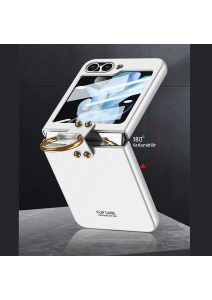 Galaxy Z Flip 5 Kılıf Yüzüklü Mat Leke Yapmaz Katlanabilir Tasarım Kamera Korumalı Slim Fit