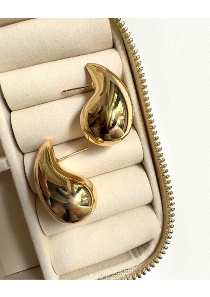Bottega Gold Gözyaşı Damlası Küpe modelleri