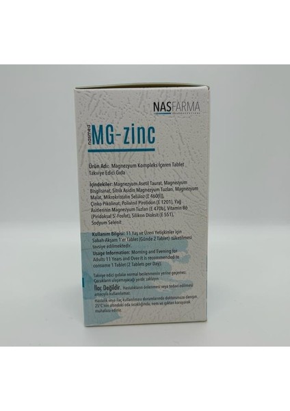 Nasmed Mg_zinc 30 Tablet Portakal