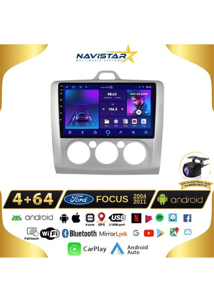 Ford Focus 2 Manuel Klima 4gb + 64GB Kablosuz Carplay Android 13
