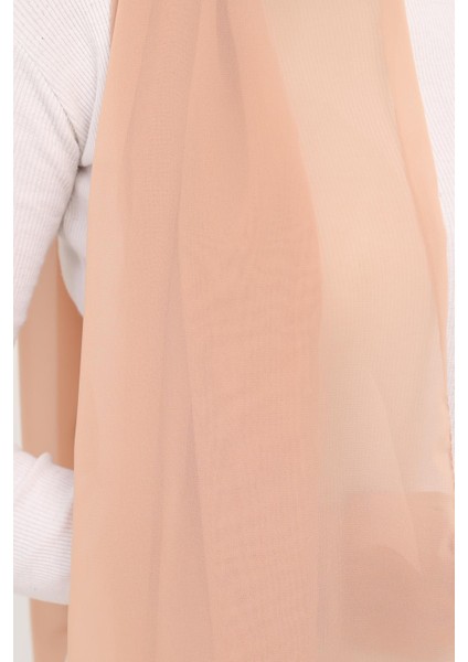 Hazır Lüks Pratik Hijablı Şifon Şal-Koyu Bej