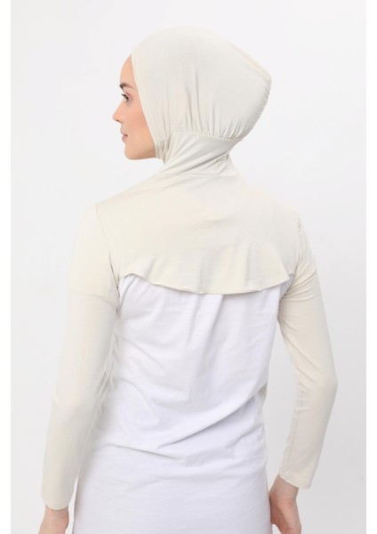 Boyunluklu Boneli Uzun Kolluk - Krem