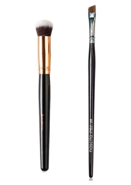 Oval Yapılı Kapatıcı Fırçası 136+NASCITA Pro Açılı Eyeliner Fırçası 265