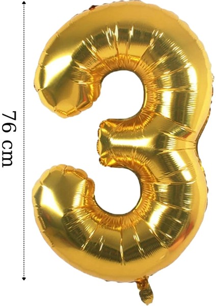 Folyo Balon 2 Rakamı Helyum Balon 76 cm Altın Renk