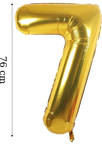 Folyo Balon 7 Rakamı Helyum Balon 76 cm Altın Renk