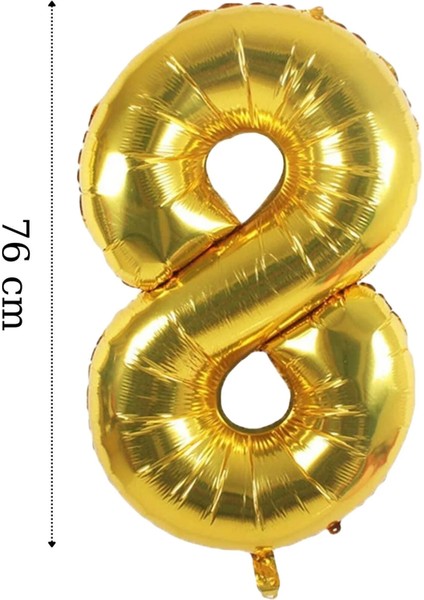 Folyo Balon 8 Rakamı Helyum Balon 76 cm Altın Renk
