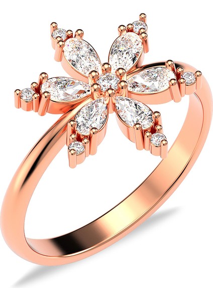 Lotus Çiçeği Rose Gümüş Yüzük