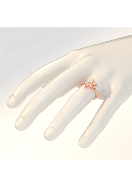 Lotus Çiçeği Rose Gümüş Yüzük modelleri