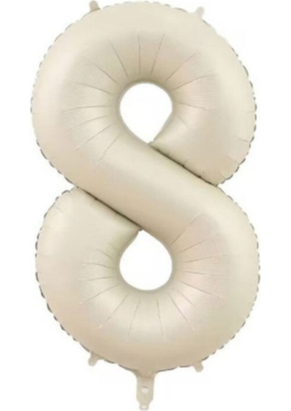 Deniz Kumu Bej Rengi Rakam Folyo Balon 8 Yaş