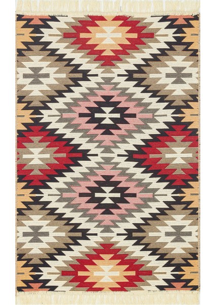 Eko Halı Arya Kilim AR33 Red Çift Taraflı Etnik Desenli Dokuma Kilim